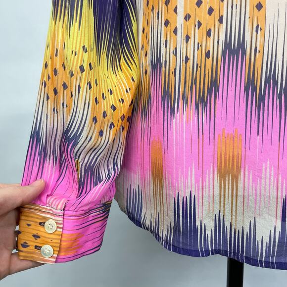 Leifsdottir Anthropologie | Mixed Print Silk Button Down Blouse As Seen on TV - Picture 7 of 10